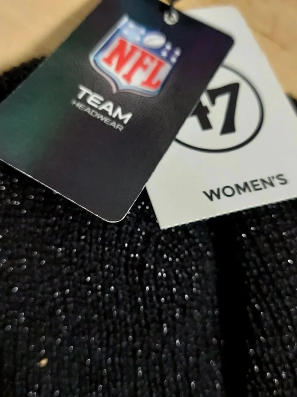 New York Giants Womens Hat '47 Black Sparkle Pom Embroidered Logo New